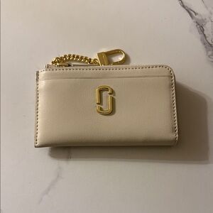 Marc Jacobs Beige Card Holder with Gold Accent